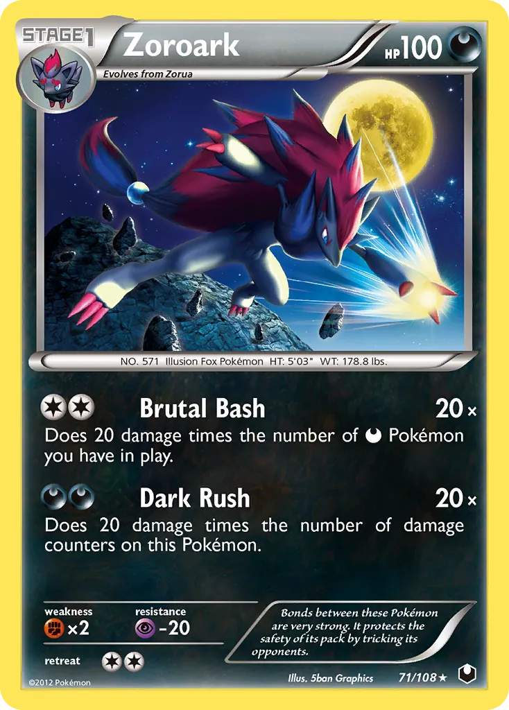 2012 Dark Explorers Zoroark Rare #071/108 Rare card image