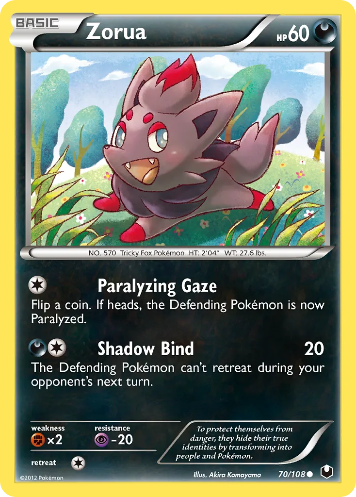 2012 Dark Explorers Zorua #070/108 Common card image