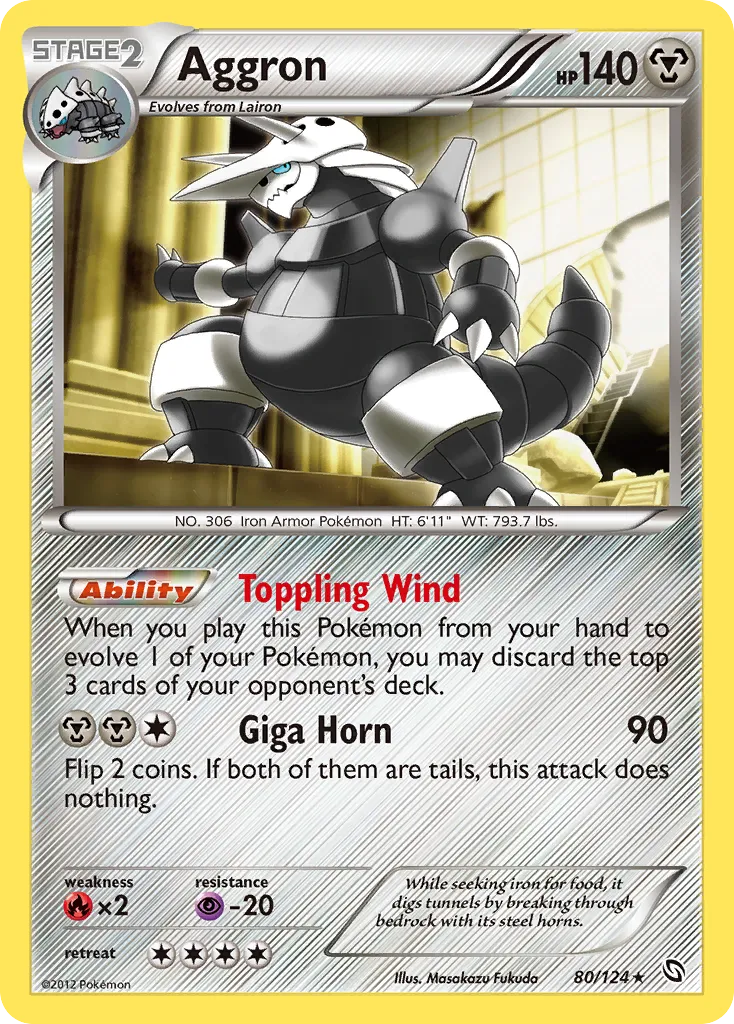2012 Dragons Exalted Aggron Rare Holo #080/124 Rare Holo card image