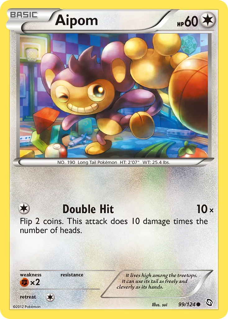 2012 Dragons Exalted Aipom Common #099/124 Common card image