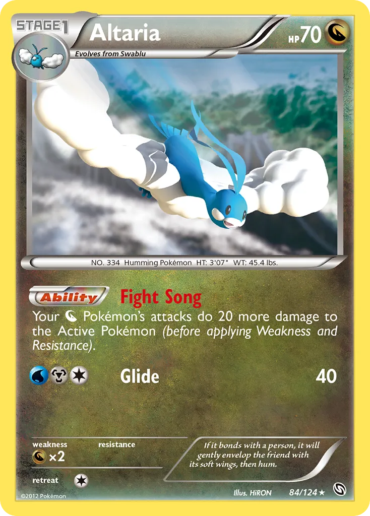 2012 Dragons Exalted Altaria #084/124 Rare Holo card image
