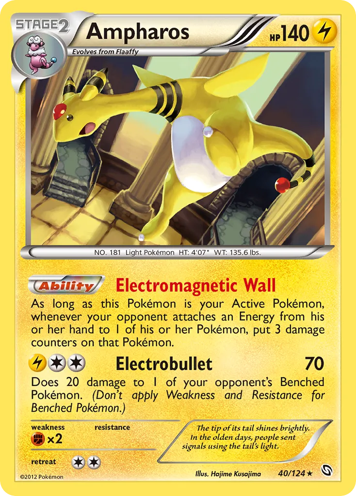 2012 Dragons Exalted Ampharos #040/124 Rare Holo card image