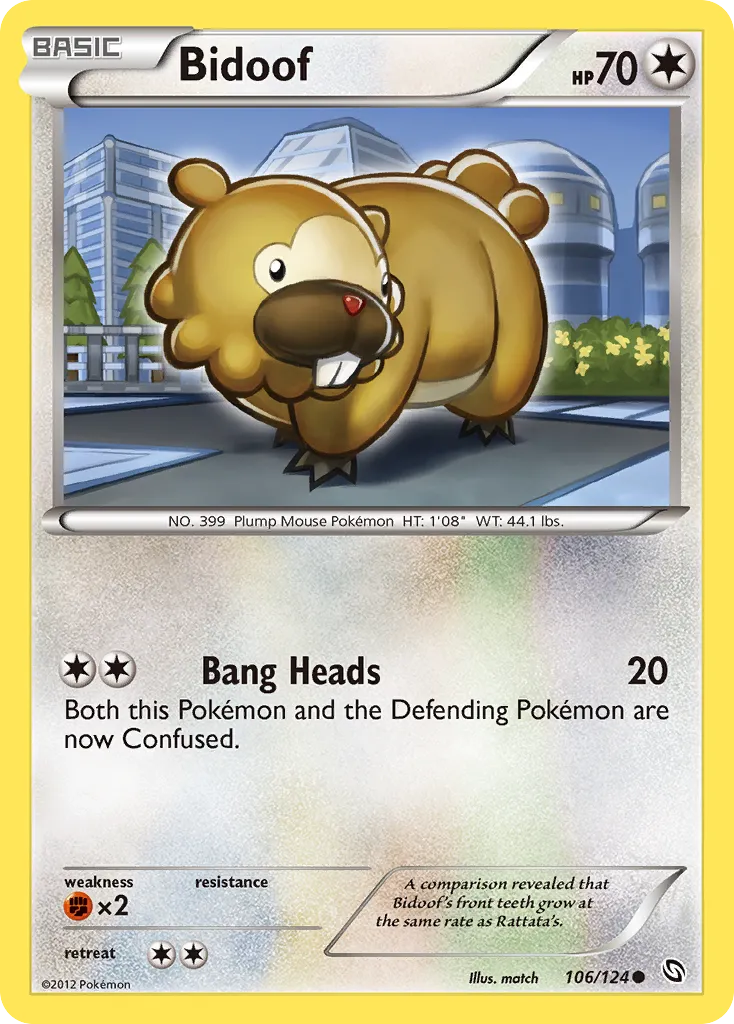 2012 Dragons Exalted Bidoof Common #106/124 Common card image