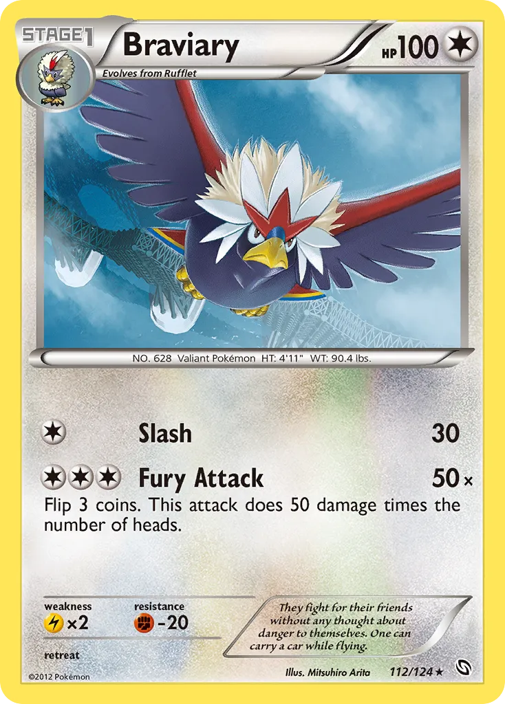 2012 Dragons Exalted Braviary Rare #112/124 Rare card image