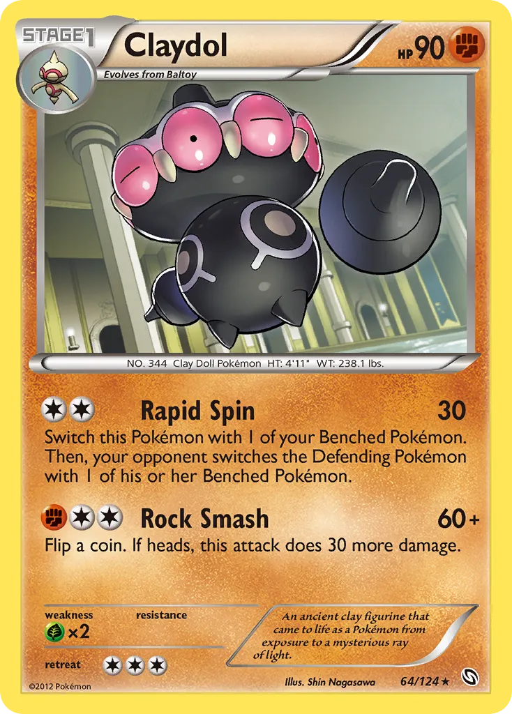 2012 Dragons Exalted Claydol Rare #064/124 Rare card image
