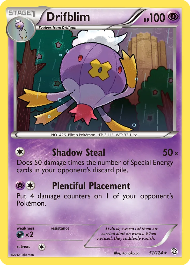 2012 Dragons Exalted Drifblim Rare #051/124 Rare card image