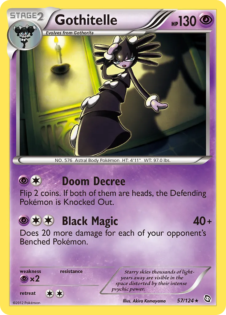 2012 Dragons Exalted Gothitelle Rare #057/124 Rare card image