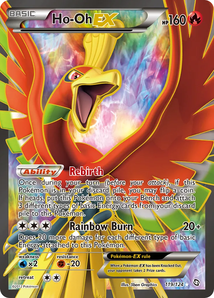 2012 Dragons Exalted Ho-Oh-EX #119/124 Rare Ultra card image