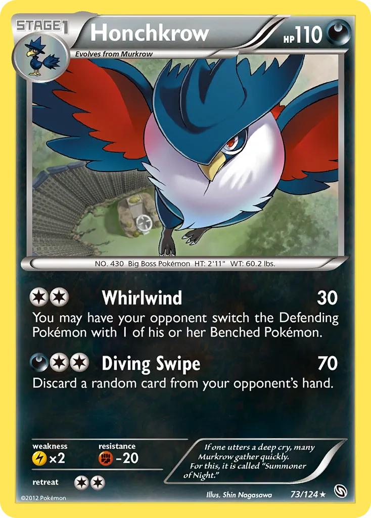 2012 Dragons Exalted Honchkrow Rare #073/124 Rare card image