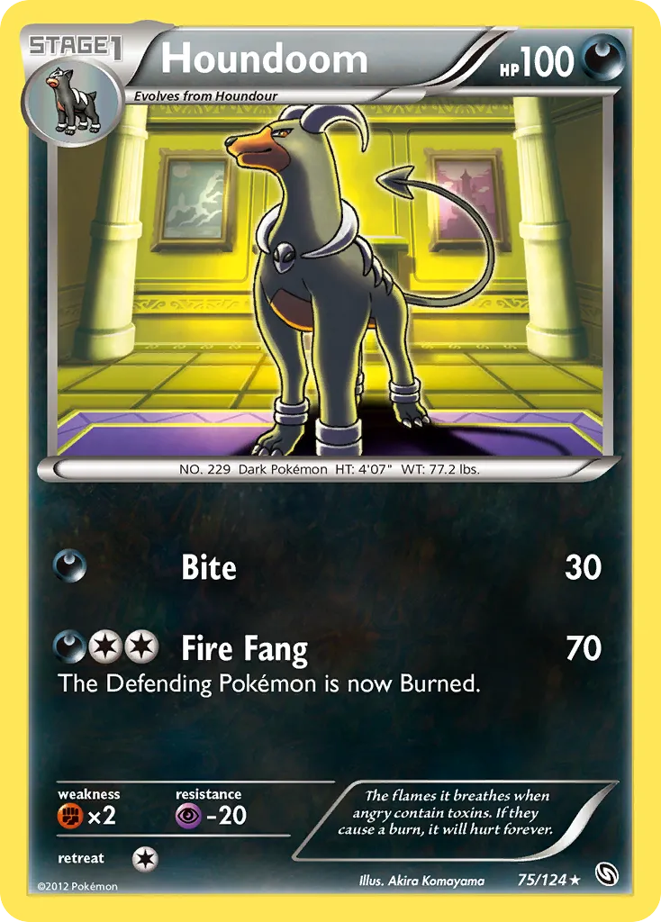 2012 Dragons Exalted Houndoom Rare #075/124 Rare card image