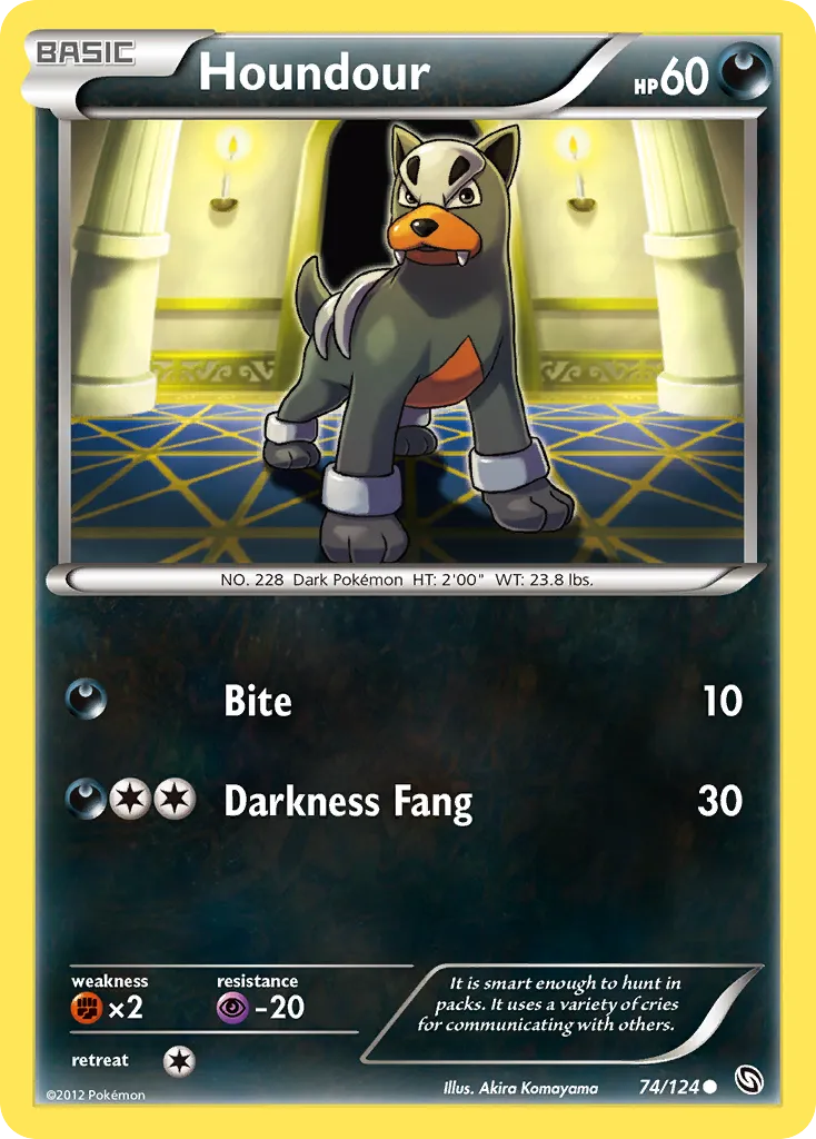 2012 Dragons Exalted Houndour Common #074/124 Common card image