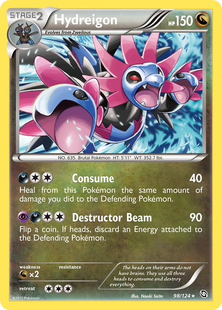 2012 Dragons Exalted Hydreigon #098/124 Rare card image