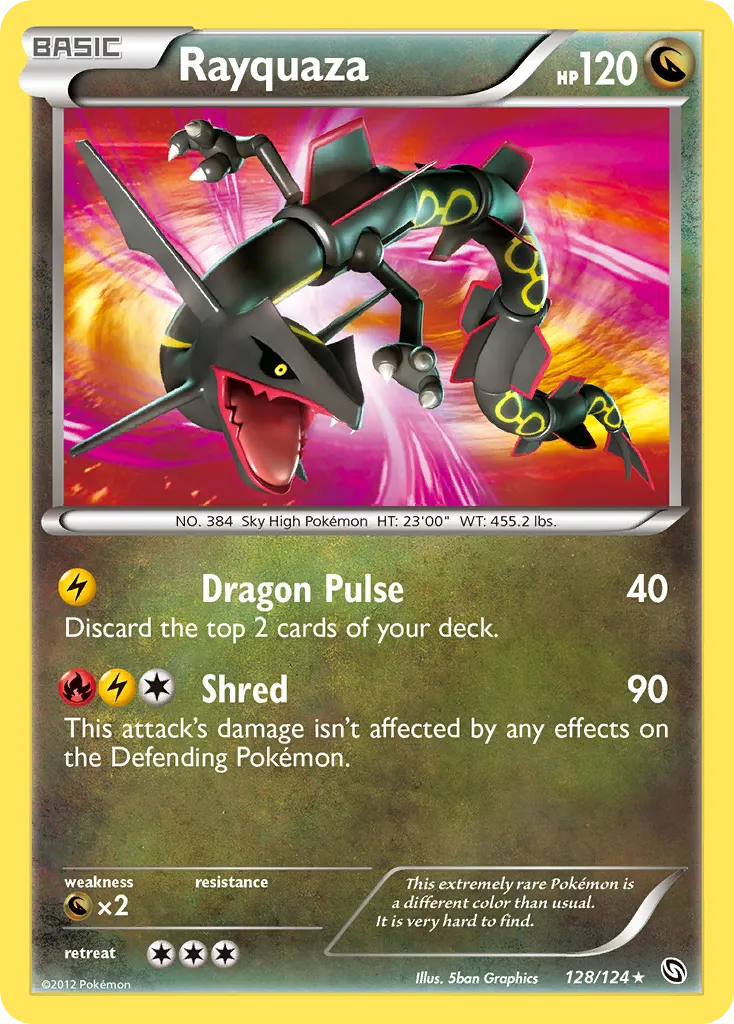 2012 Dragons Exalted Rayquaza #128/124 Rare Secret card image