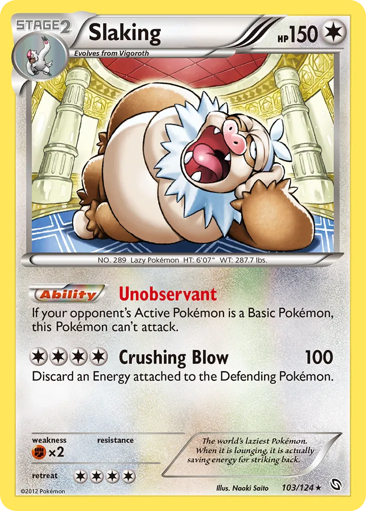 2012 Dragons Exalted Slaking Rare Holo #103/124 Rare Holo card image