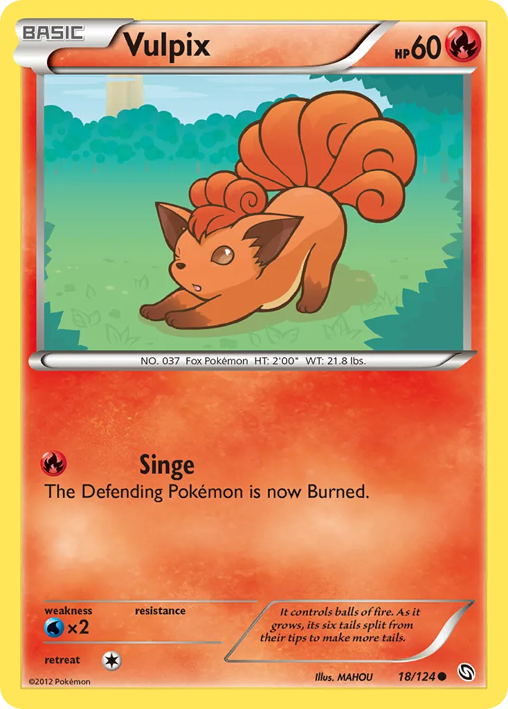 2012 Dragons Exalted Vulpix Common #018/124 Common card image