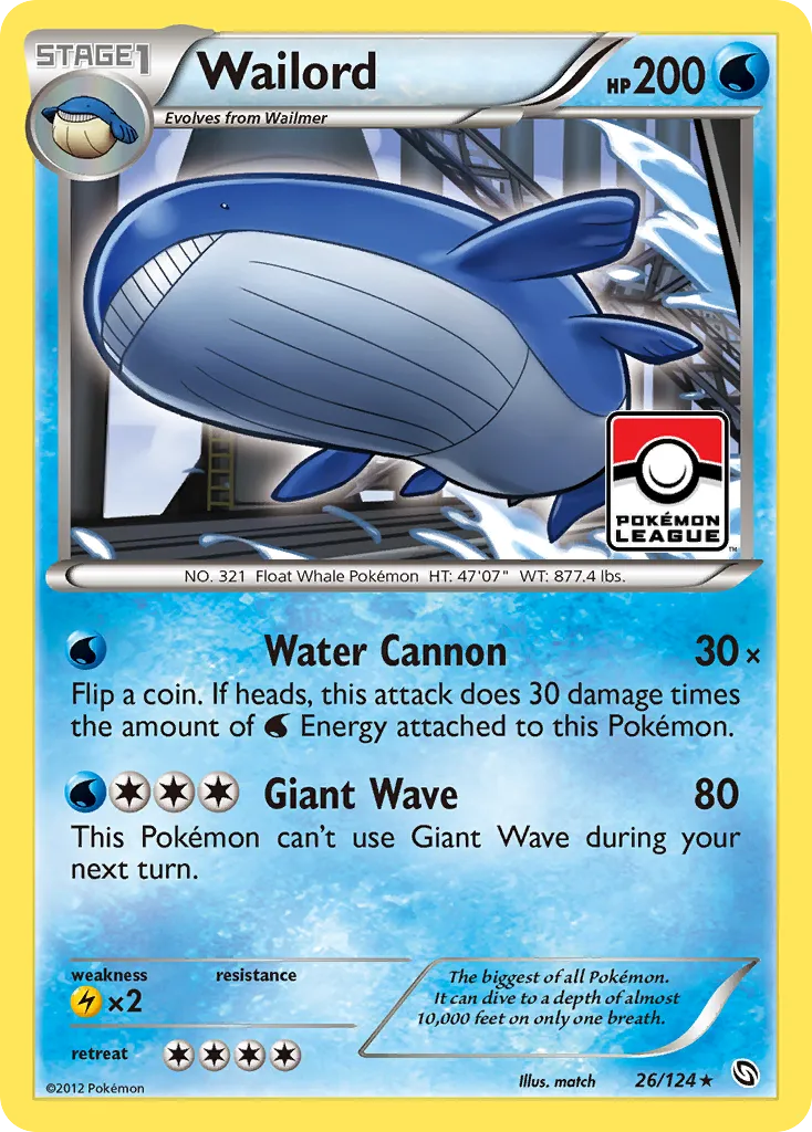 2012 Dragons Exalted Wailord #026/124 Rare Holo card image