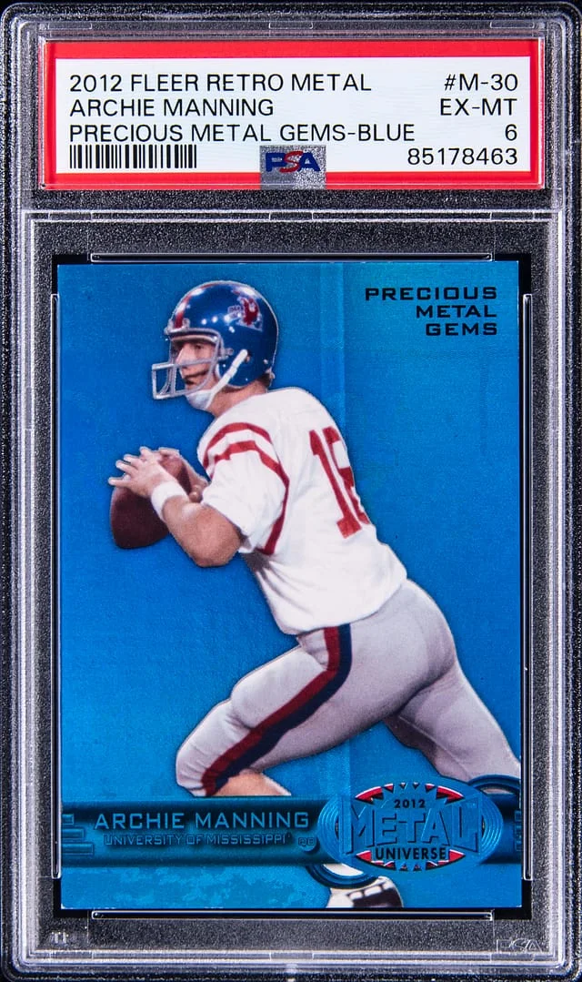 2012 Fleer Retro Archie Manning Metal Precious Metal Gems (PMG) Blue #M-30 card image