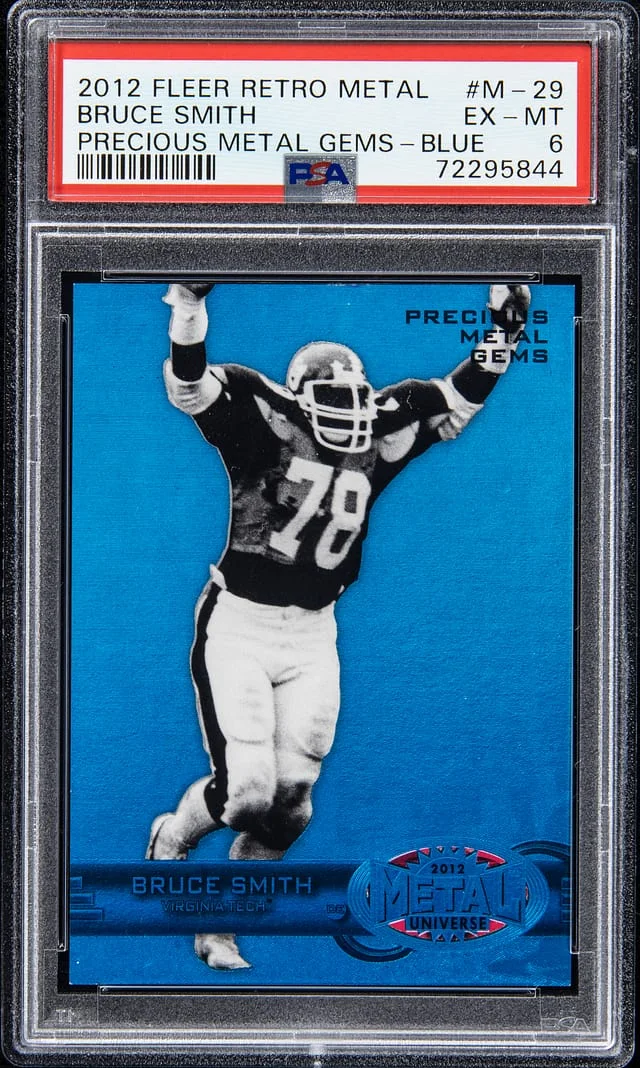 2012 Fleer Retro Bruce Smith Metal Precious Metal Gems (PMG) Blue #M-29 card image
