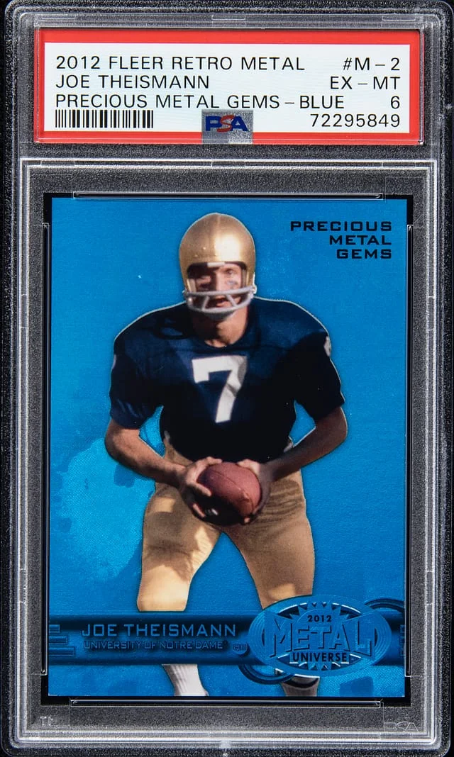 2012 Fleer Retro Joe Theismann Metal Precious Metal Gems (PMG) Blue #M-2 card image