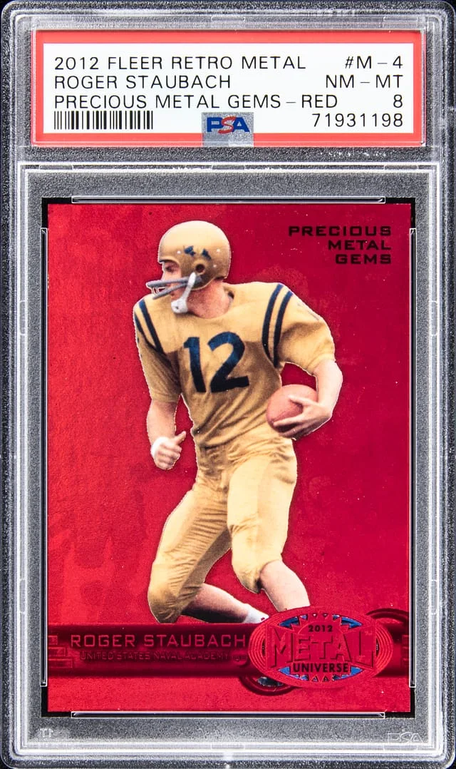 2012 Fleer Retro Roger Staubach Metal Precious Metal Gems (PMG) Red #M-4 card image