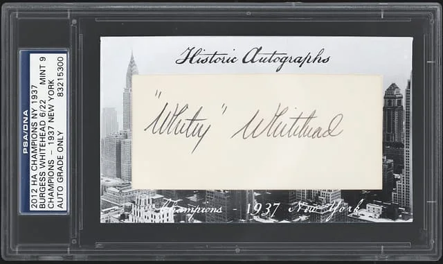 2012 Historic Autographs Champions New York Burgess Whitehead #1937 card image