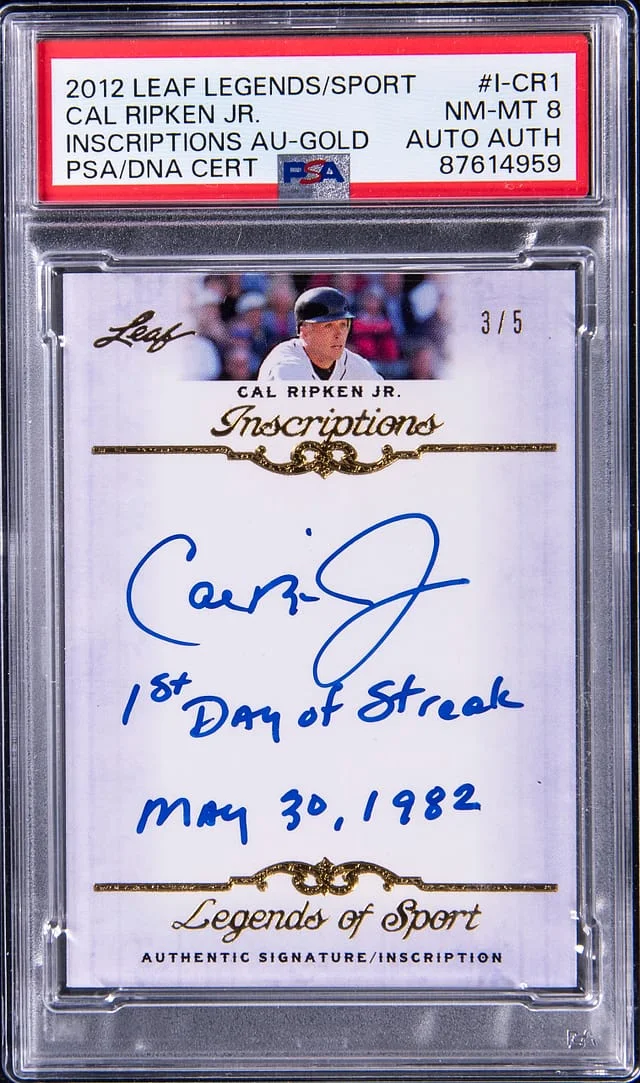 2012 Leaf Cal Ripken Jr Legends of Sport Inscriptions Autograph Gold #I-CR1 card image
