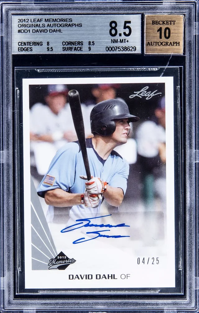 2012 Leaf David Dahl Memories Originals Autographs #AU-DD1 card image