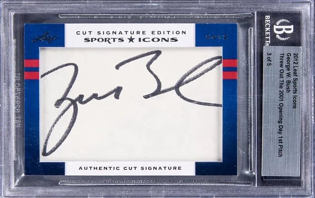 2012 Leaf Opening Day Pitch George W. Bush Sports Icons Threw Out The #2001 card image