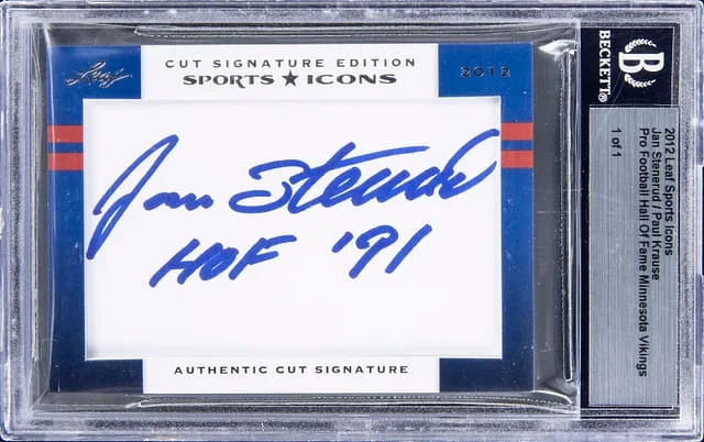 2012 Leaf Sports Icons Pro Football Hall of Fame Jan Stenerud/Paul Krause Dual #no-number card image