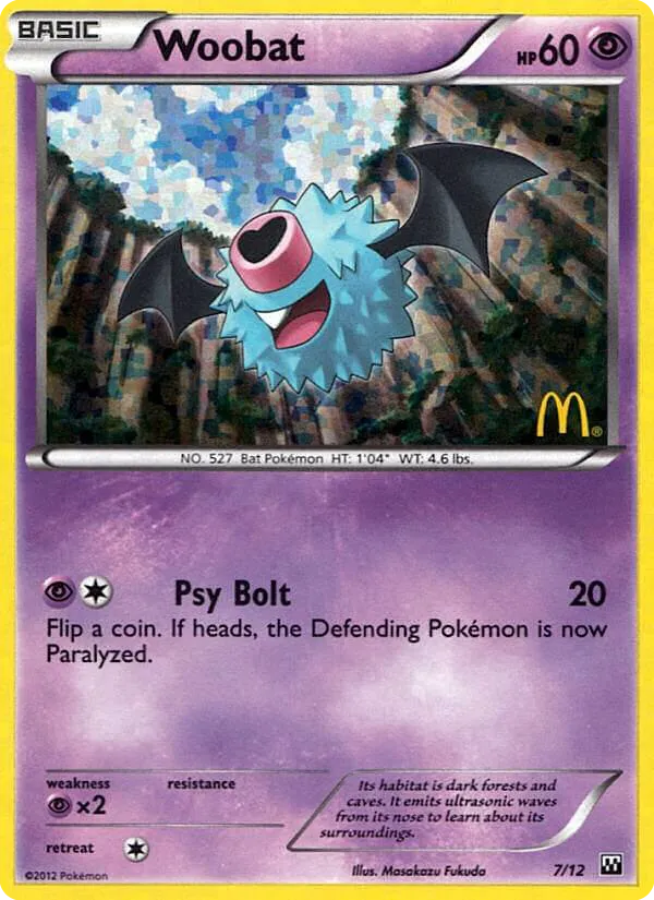 2012 McDonald's Collection 2012 Woobat McDonald's Promo #07/12 McDonald's Promo card image