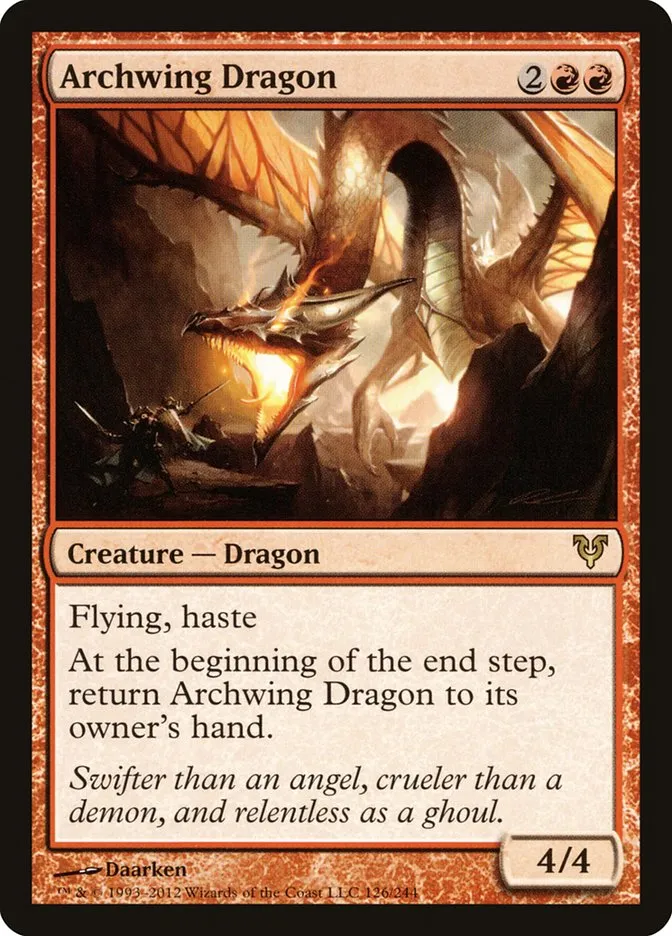 2012 Avacyn Restored Archwing Dragon rare #126 rare card image