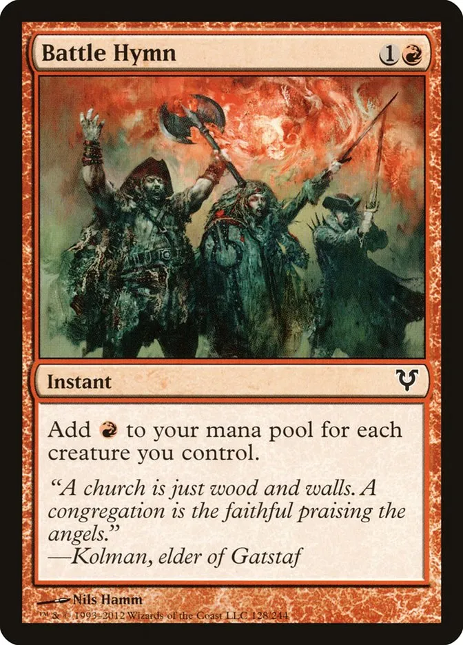 2012 Avacyn Restored Battle Hymn common #128 common card image
