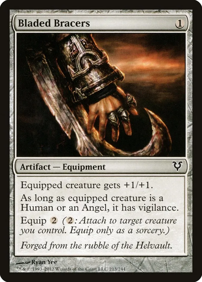 2012 Avacyn Restored Bladed Bracers common #213 common card image