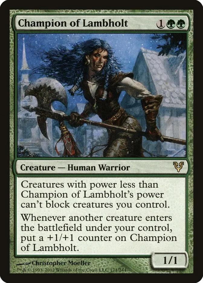 2012 Avacyn Restored Champion of Lambholt rare #171 rare card image