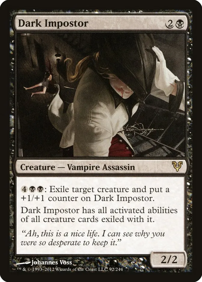 2012 Avacyn Restored Dark Impostor rare #92 rare card image