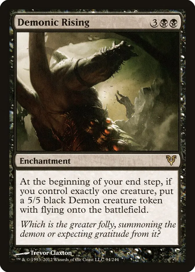 2012 Avacyn Restored Demonic Rising rare #94 rare card image