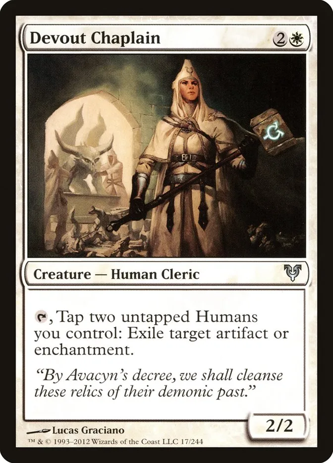 2012 Avacyn Restored Devout Chaplain uncommon #17 uncommon card image