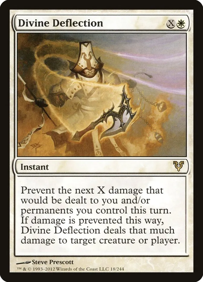 2012 Avacyn Restored Divine Deflection rare #18 rare card image