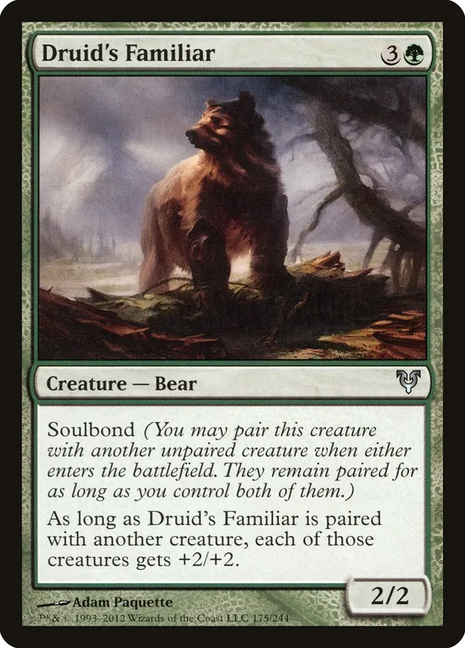 2012 Avacyn Restored Druid's Familiar #175 uncommon card image