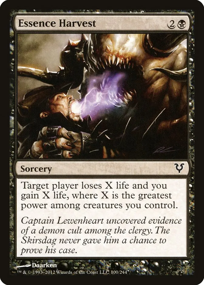 2012 Avacyn Restored Essence Harvest common #100 common card image