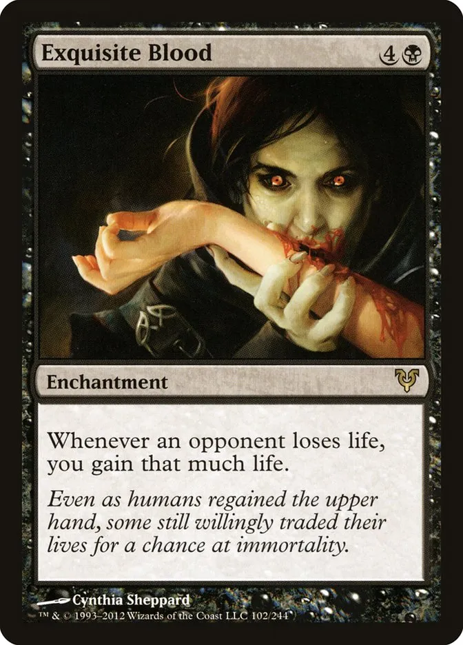 2012 Avacyn Restored Exquisite Blood rare #102 rare card image