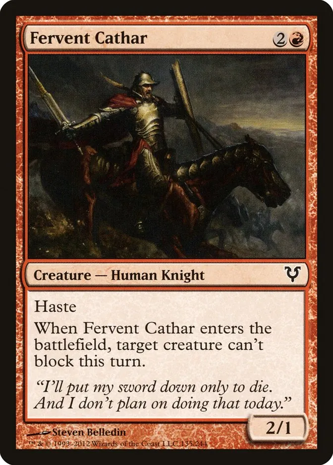 2012 Avacyn Restored Fervent Cathar common #135 common card image