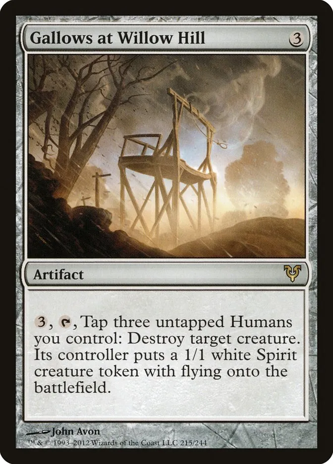 2012 Avacyn Restored Gallows at Willow Hill rare #215 rare card image