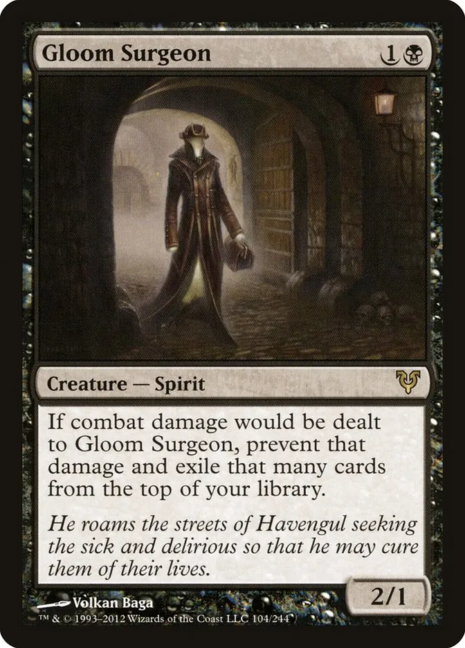2012 Avacyn Restored Gloom Surgeon rare #104 rare card image
