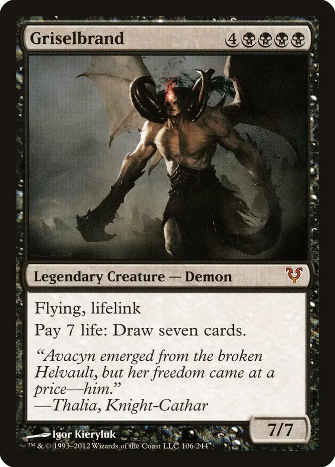 2012 Avacyn Restored Griselbrand mythic #106 mythic card image