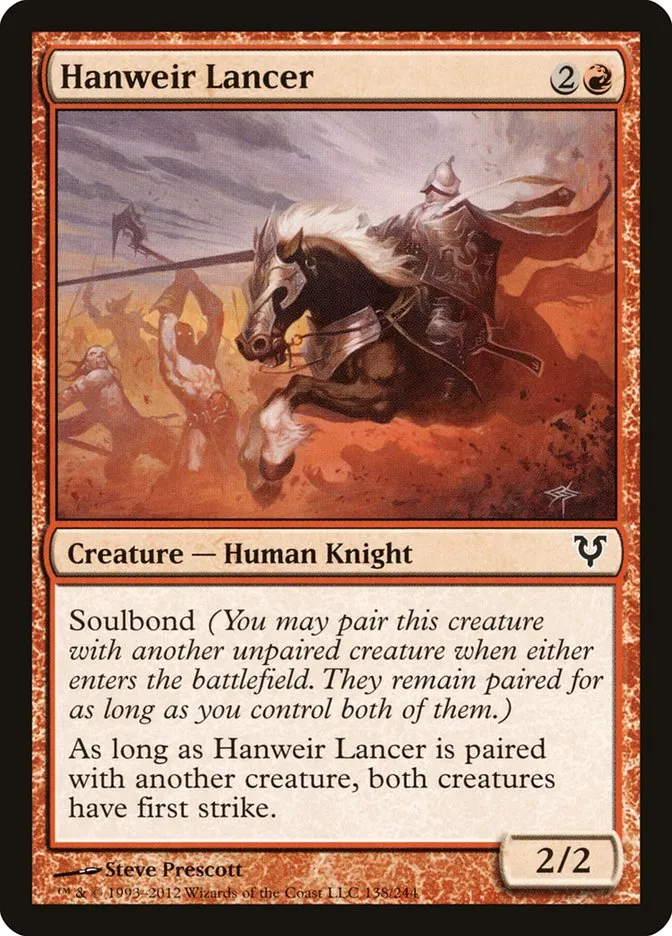 2012 Avacyn Restored Hanweir Lancer common #138 common card image