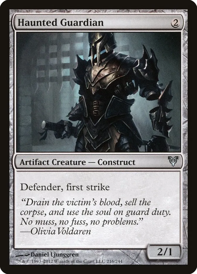2012 Avacyn Restored Haunted Guardian #216 uncommon card image