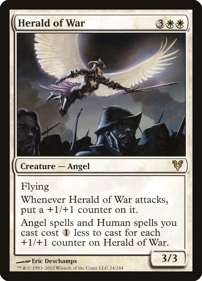 2012 Avacyn Restored Herald of War rare #24 rare card image