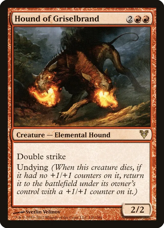 2012 Avacyn Restored Hound of Griselbrand rare #141 rare card image
