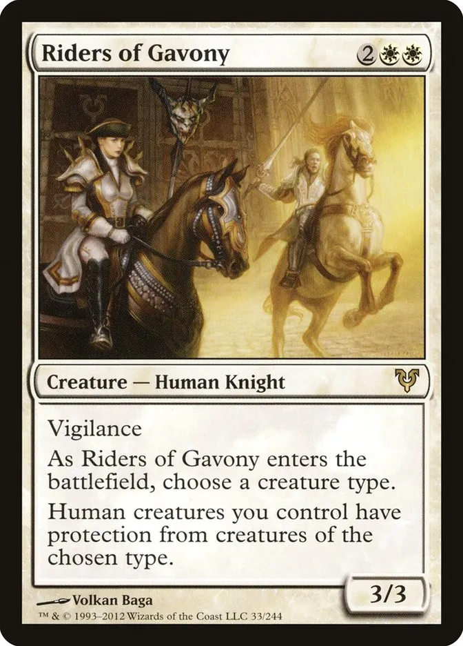 2012 Avacyn Restored Riders of Gavony rare #33 rare card image